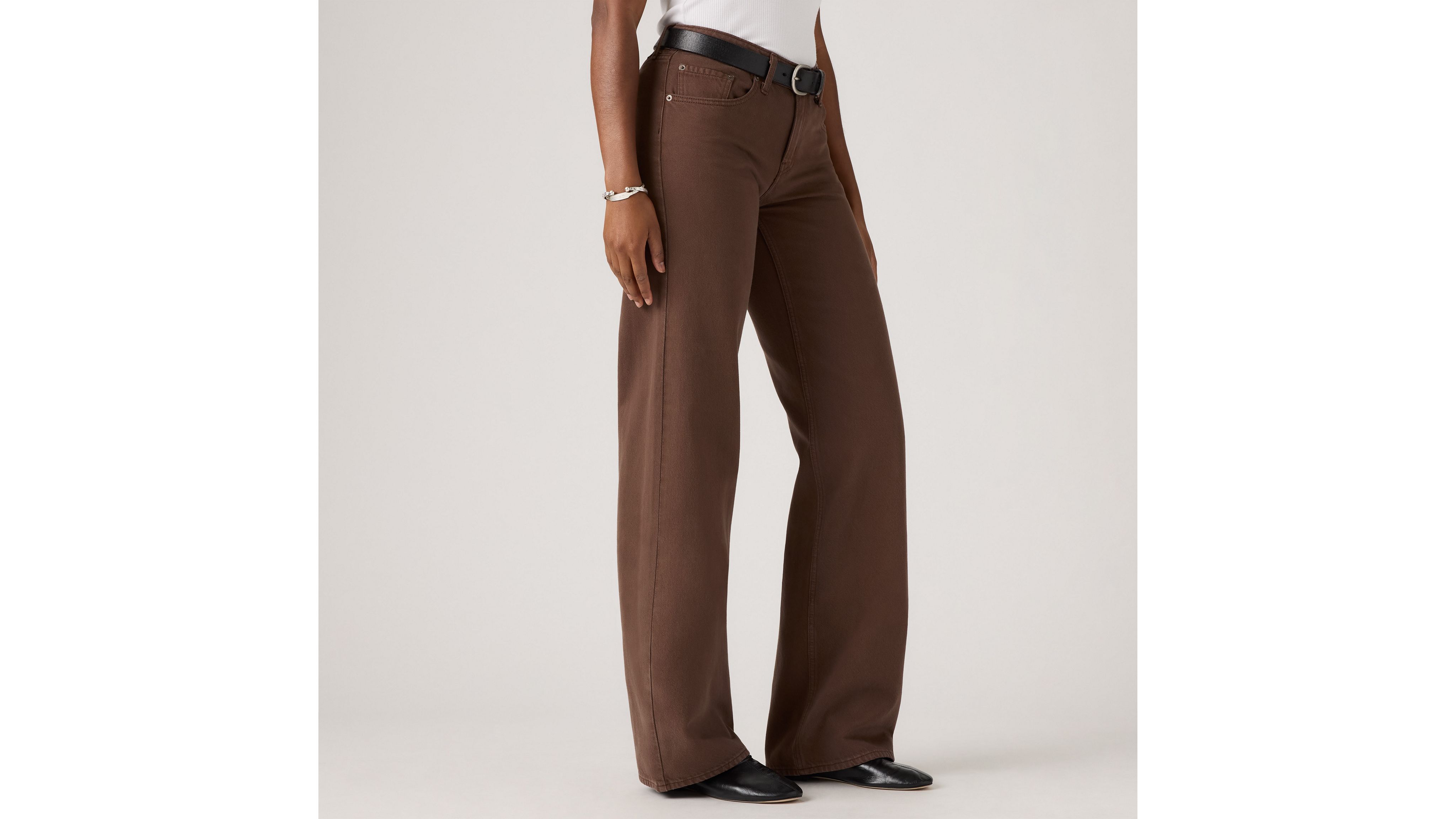 Джинсы женские низкие свободные Levi's, Washed Bracken - Brown — фото 2