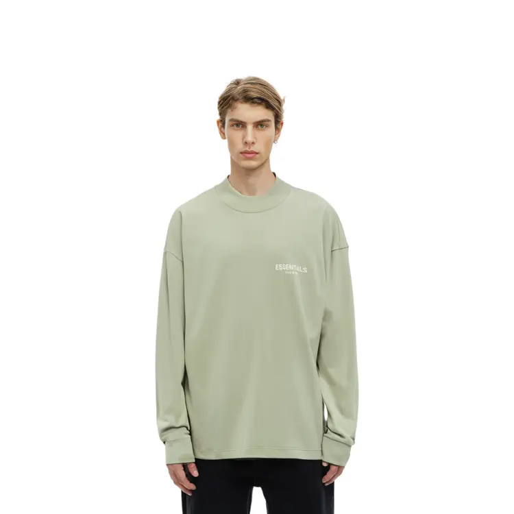 SS22 Футболка мужская пыльно-зеленая Fear Of God Essentials, зеленый — фото 3