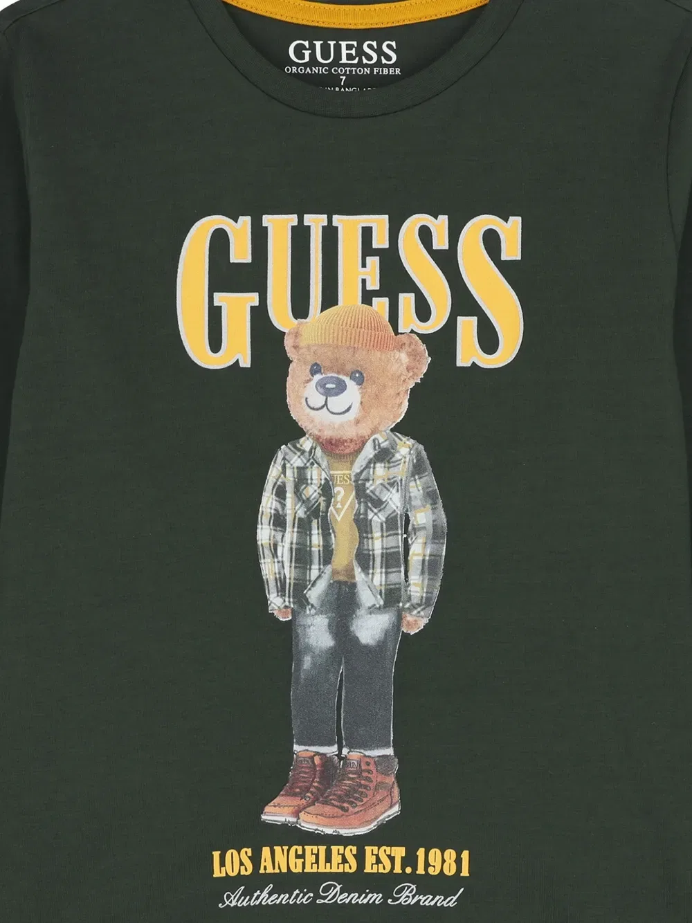 Футболка с длинными рукавами с принтом плюшевого мишки Guess Kids, зеленый — фото 3
