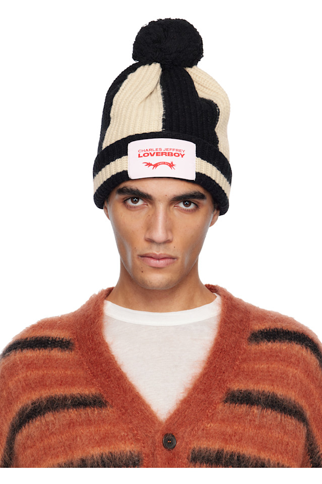

Charles Jeffrey Loverboy Шапка-Бини с помпоном, черно-бежевого цвета
