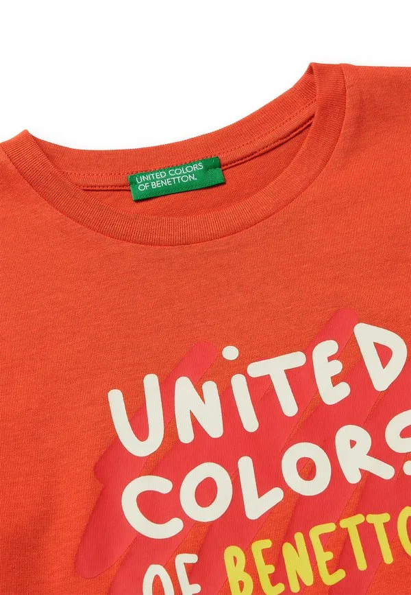 Футболка с длинными рукавами и принтом логотипа United Colors Of Benetton, Red — фото 3