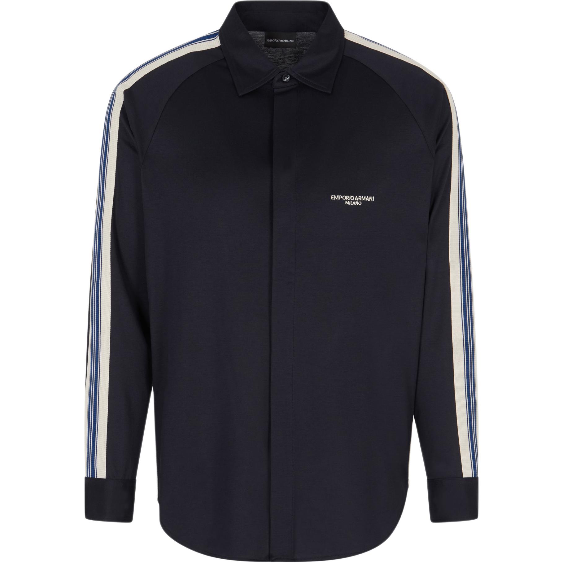 

Рубашка Asv Slim fit из смесового джерси лиоцелл с планками EMPORIO ARMANI, синий