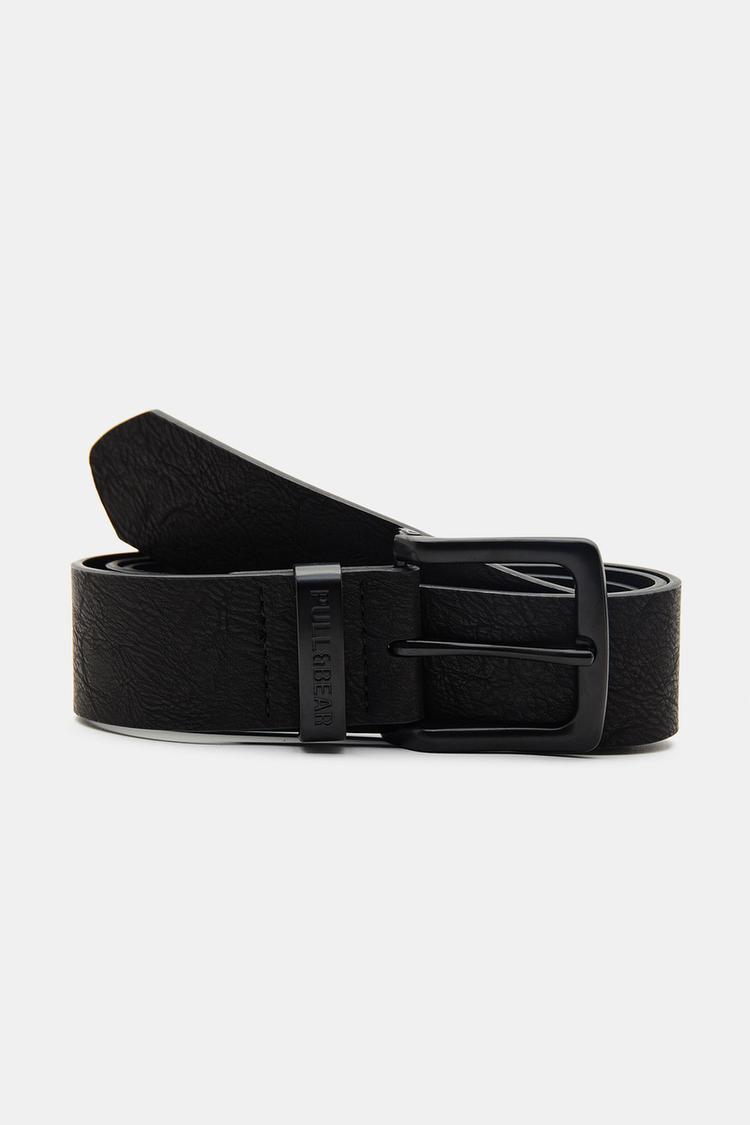 

Черный ремень из искусственной кожи Pull And Bear, черный