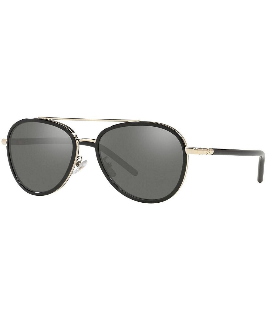 

Женские однотонные черные солнцезащитные очки-авиаторы Tory Burch 0TY6089 57 мм, черный