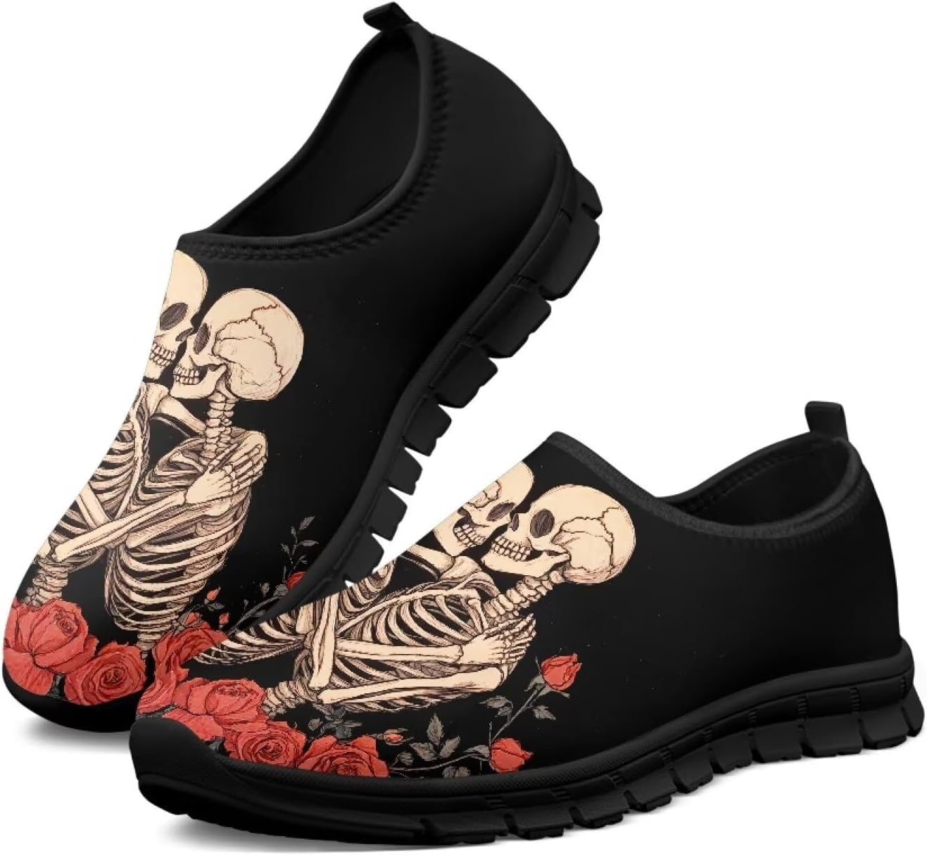

Кроссовки Hresuewn для мужчин, удобные, дышащие, легкие, повседневные и вечерние туфли для мужчин, комфортная обувь для ходьбы, Skull Rose