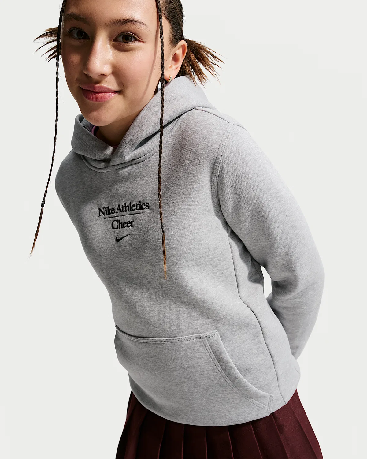 Детская толстовка Nike Cheer Pullover Hoodie, Dark Grey Heather — фото 3