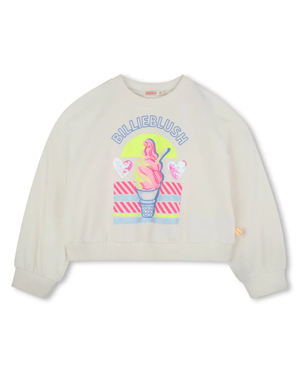 

Толстовка для девочки с иллюстрацией спереди и круглым вырезом Billieblush, цвет Crudo