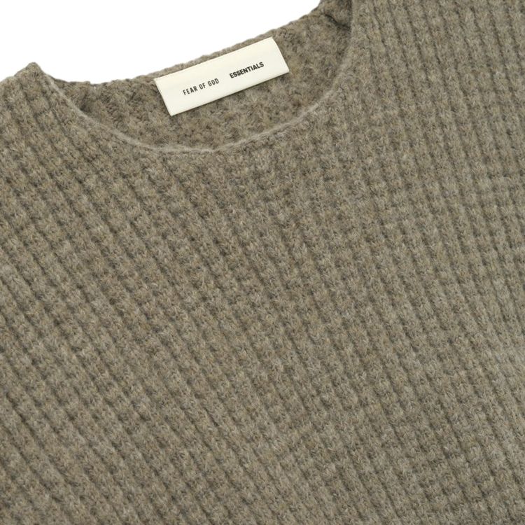 Свитер Fear of God Essentials Heavy Waffle Crewneck 90's Sweater, серый — фото 3