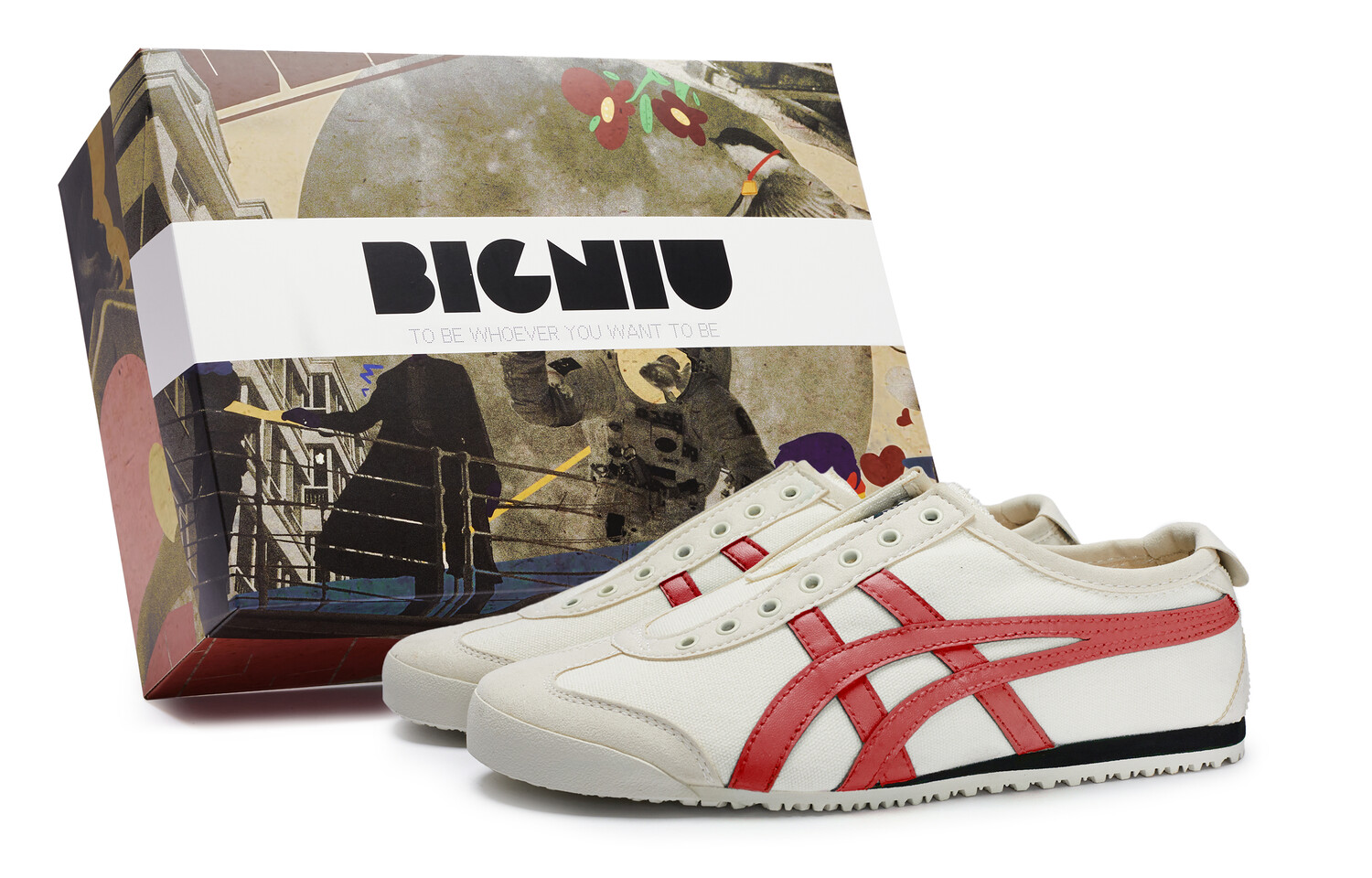 Кроссовки Onitsuka Tiger MEXICO 66 Lifestyle Shoes Unisex Low-top Marfil-red, красный