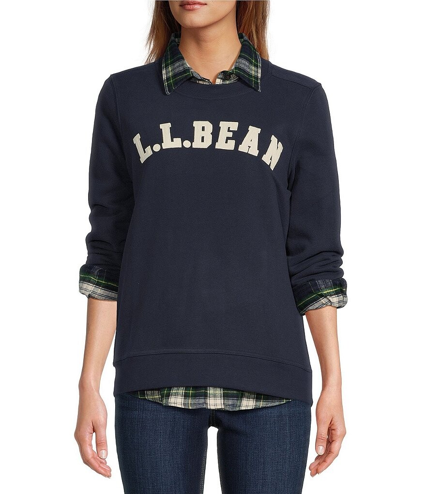

L.L.Bean1912 Мягкая и уютная толстовка с круглым вырезом и длинными рукавами с логотипом, синий