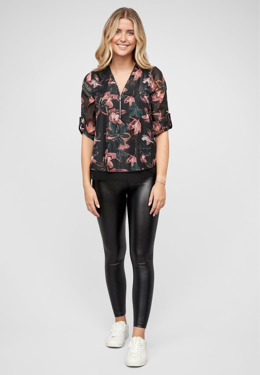 

Блуза ZIPPER UND FLOWER PRINT Cloud 5ive, черный