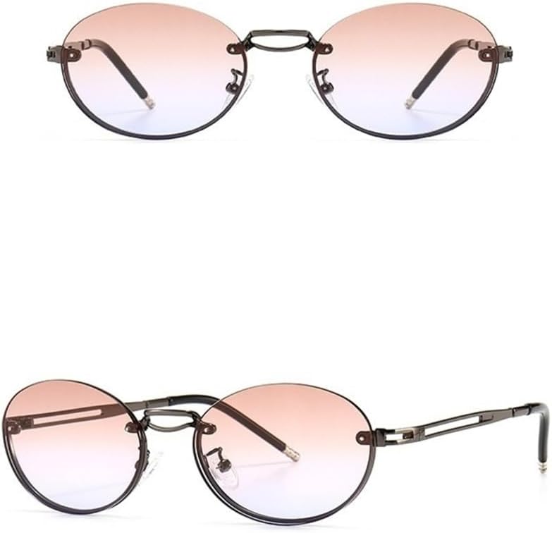 

Винтажные овальные солнцезащитные очки в металлической оправе для женщин, панк-очки для мужчин, стильные очки для вождения, женские очки с защитой от УФ-излучения UV400 LANGSER, 2