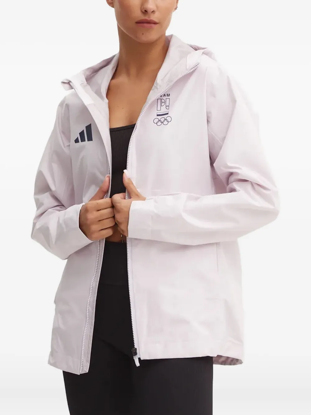 

Олимпийская куртка с капюшоном и логотипом adidas, розовый