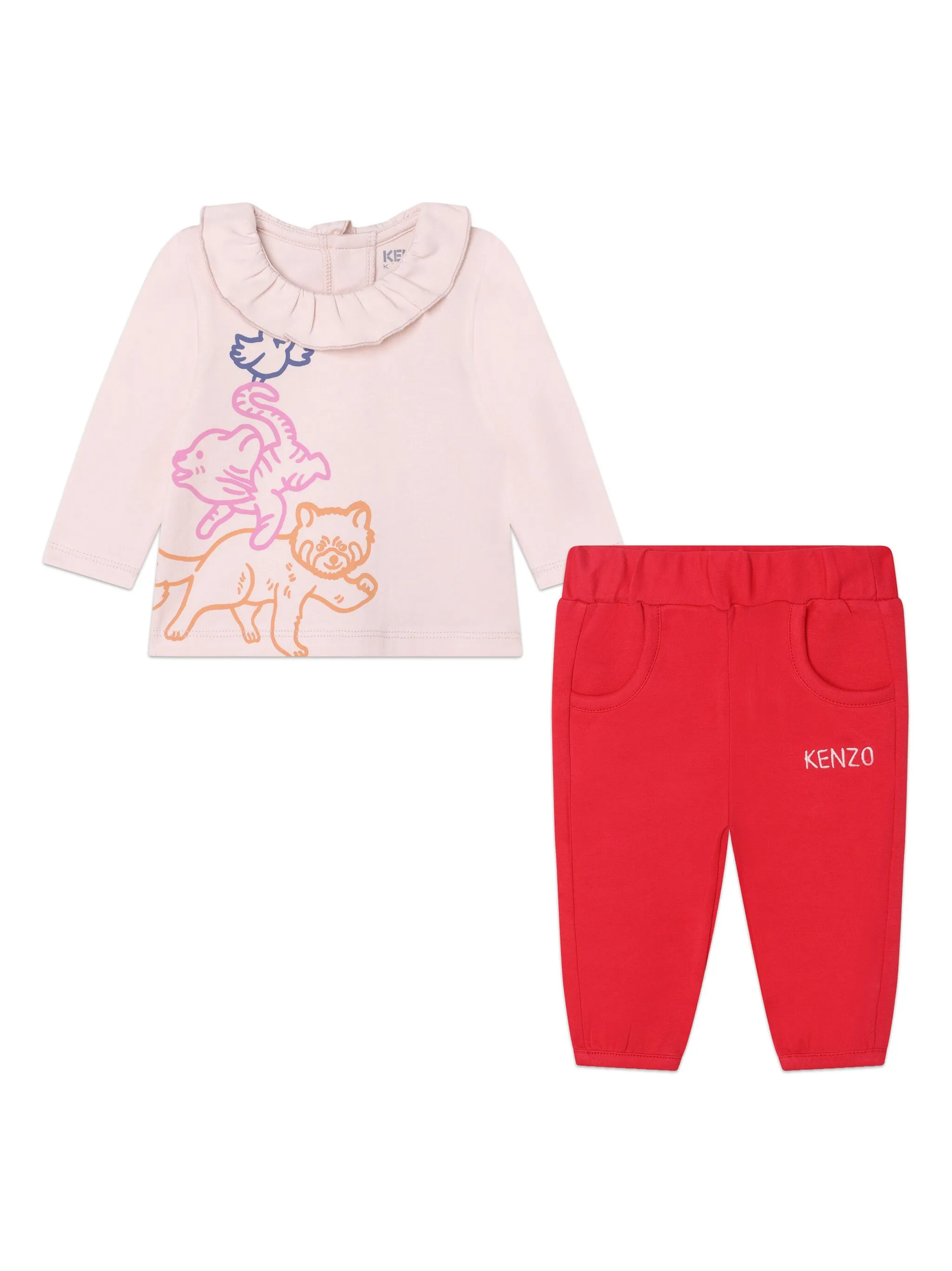 

Комплект из топа и брюк с графичным принтом Kenzo Kids, розовый