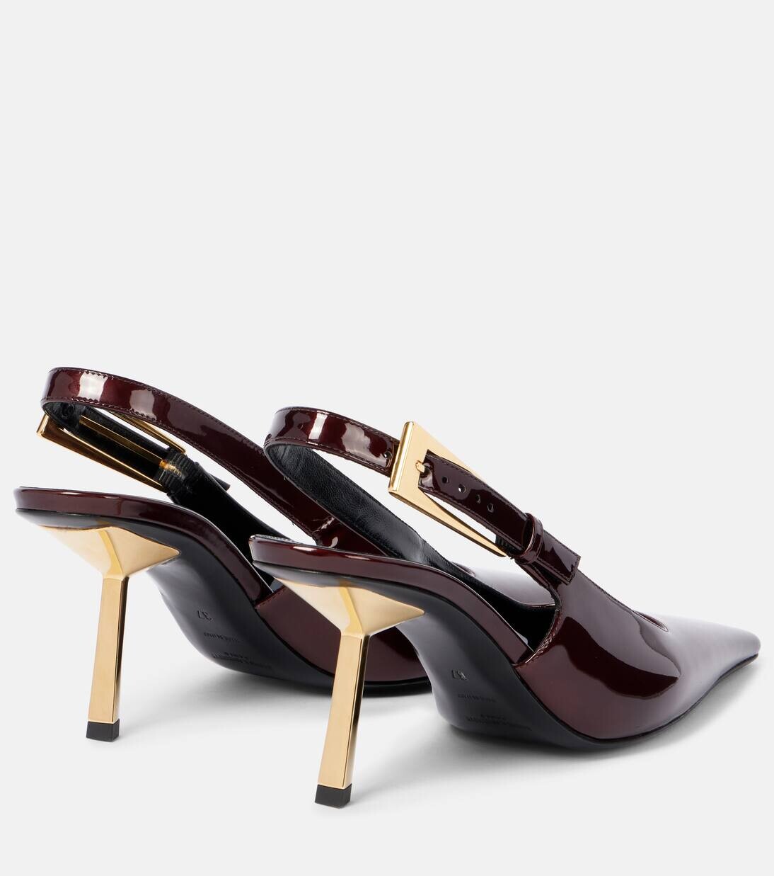 Туфли-лодочки Lee 75 из лакированной кожи с открытой пяткой Saint Laurent, цвет marron glace — фото 2