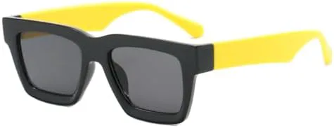 

Модные классические квадратные солнцезащитные очки для женщин, защита от УФ-излучения UV400, винтажные панк-очки для мужчин и женщин MTZJH, Black Grey Yellow