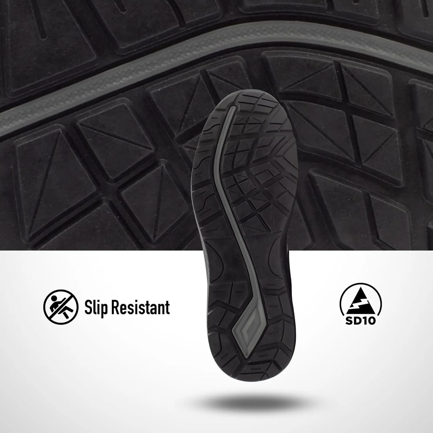 Мужские рабочие ботинки New Balance с композитным носком - противоскользящие, защищают от электричества, устойчивы к проколам - для промышленности и строительства, серый/черный — фото 4
