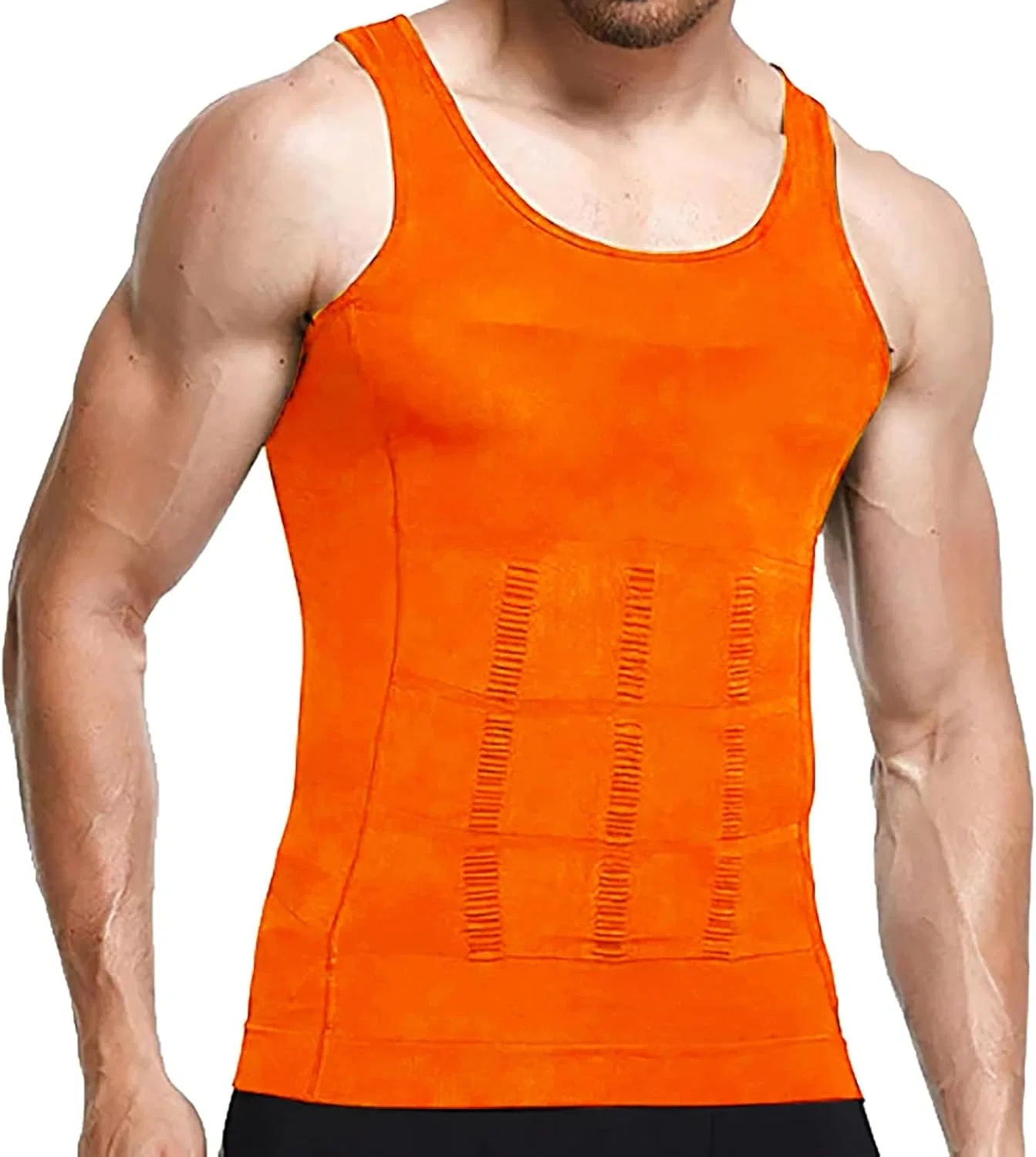 Мужская компрессионная майка, быстросохнущая, легкая, без рукавов, Orange
