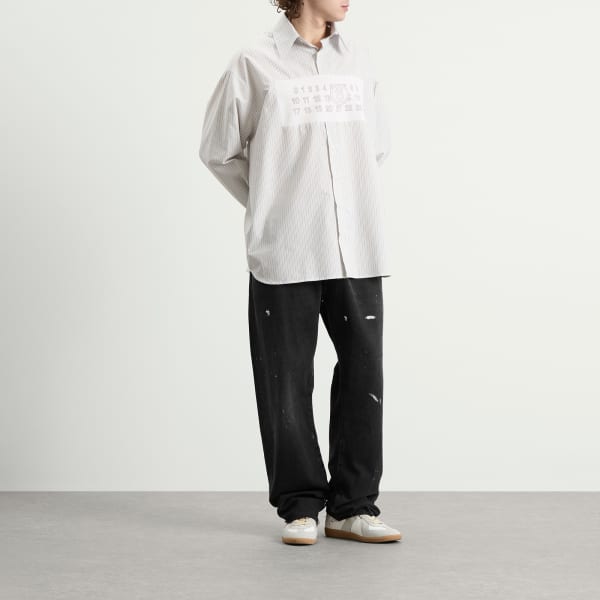 Полосатая рубашка на пуловер Mm6 Maison Margiela, белый/серый — фото 4