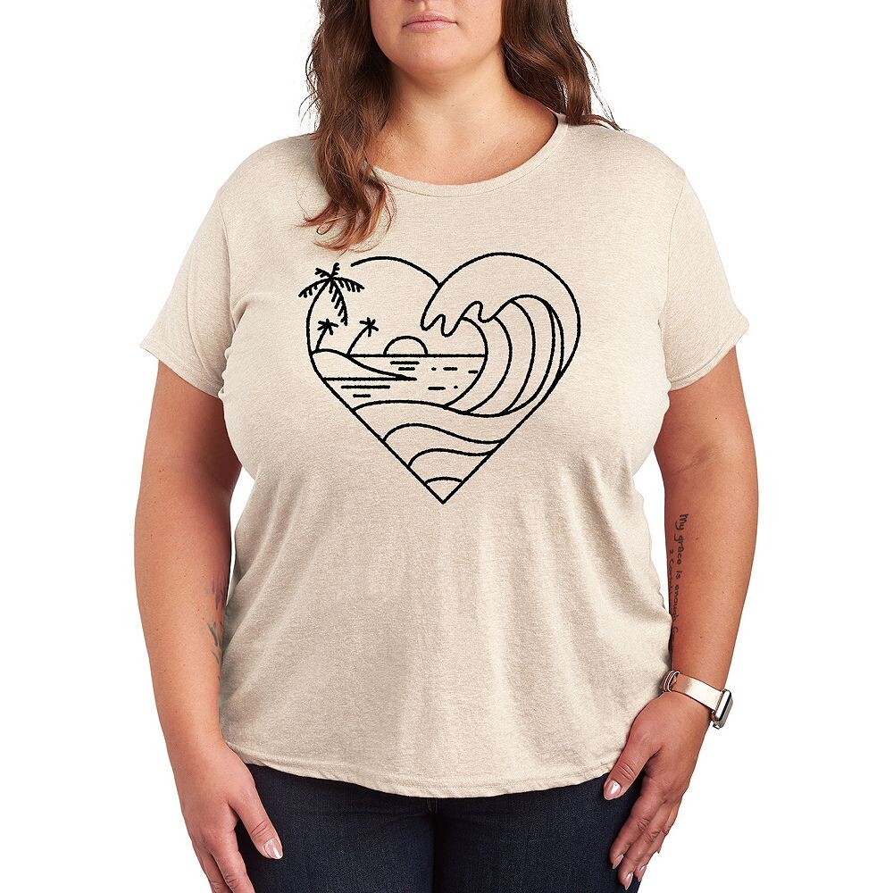 

Футболка с графическим рисунком Plus Heart Ocean Line Art, бежевый