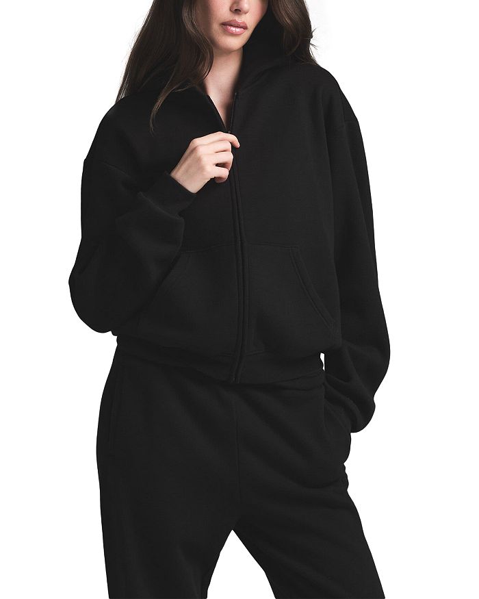 

Флисовая толстовка с молнией Cotton Fleece Full Zip Hoodie SKIMS, черный