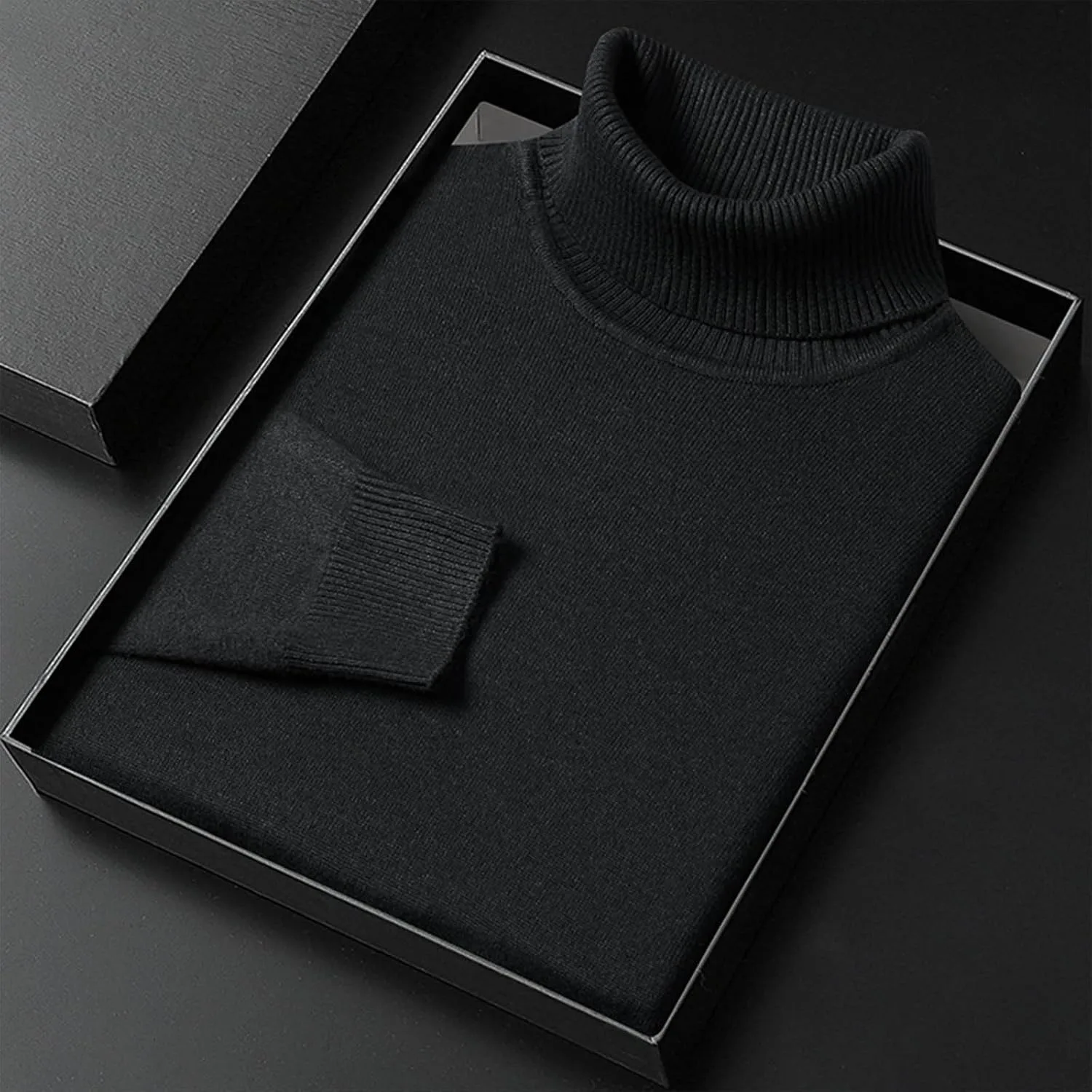 Мужской базовый слой Slim Fit вязаный пуловер с воротником-стойкой легкий для осени и зимы — фото 4