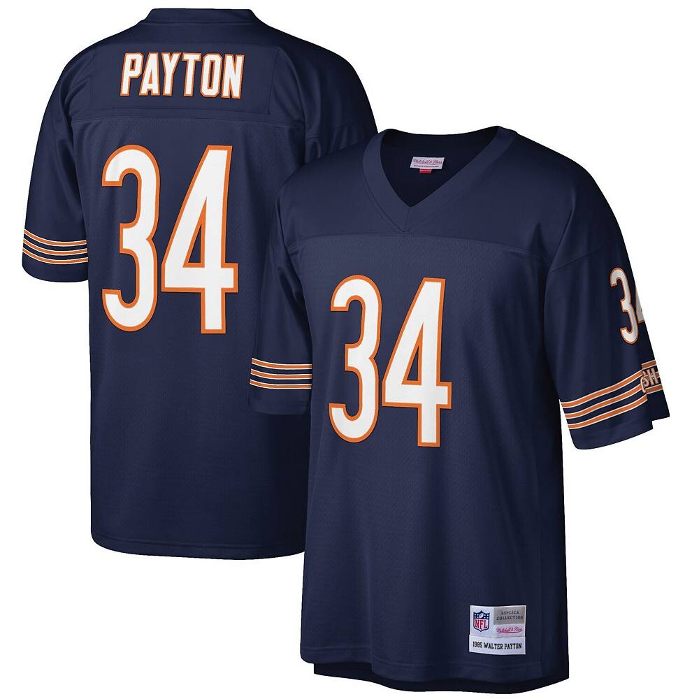 

Мужская футболка Mitchell & Ness Walter Payton темно-синего цвета Chicago Bears Big & Tall 1985 года, реплика пенсионера, цвет Brs Navy