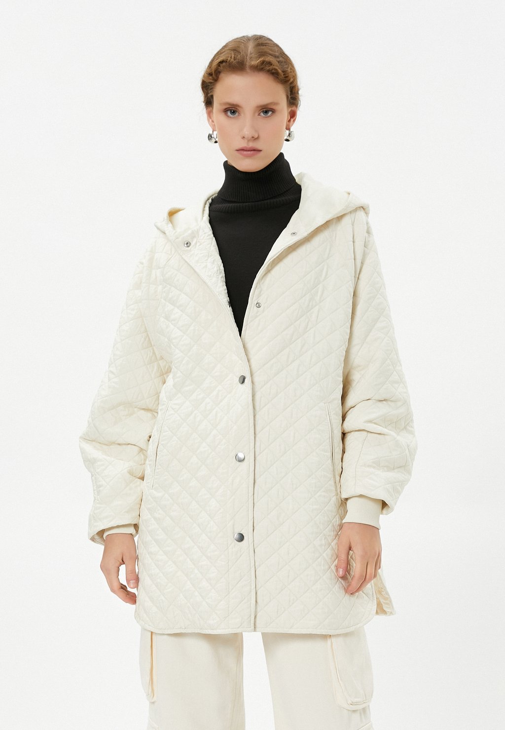 

Зимнее пальто POCKET HOODED QUILTED Koton, бежевый