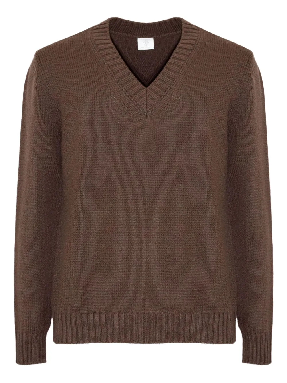 

Свитер с V-образным вырезом и ребристой отделкой Eleventy, коричневый