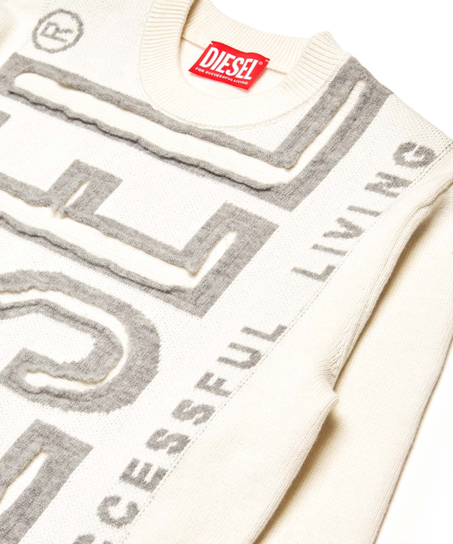 Свитер Детская и подростковая трикотажная одежда с логотипом бренда Diesel, white — фото 3