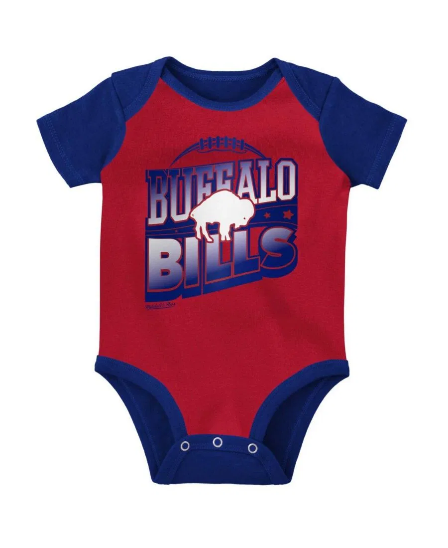 Детский боди и пинетки в красно-королевском стиле с символикой команды Buffalo Bills (Bowback Big Score) для мальчиков и девочек Mitchell & Ness — фото 2