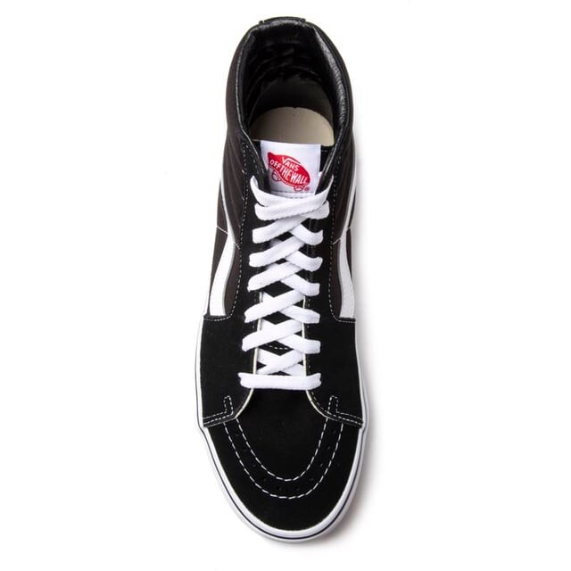 Мужские кроссовки sk8 hi top парусиновые кожаные на шнуровке белые Vans, черный — фото 4