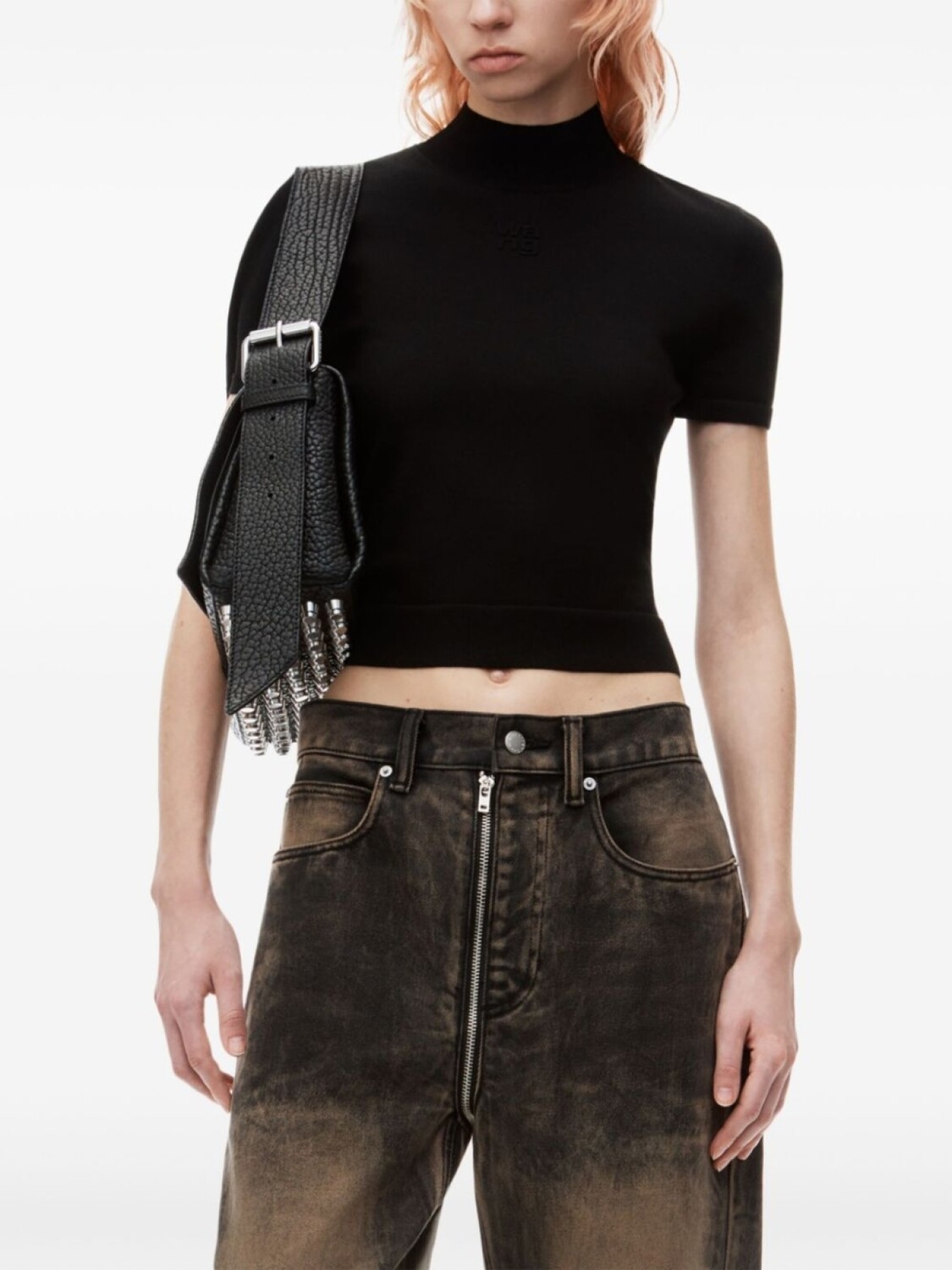 

Alexander Wang трикотажный топ с тисненым логотипом, черный