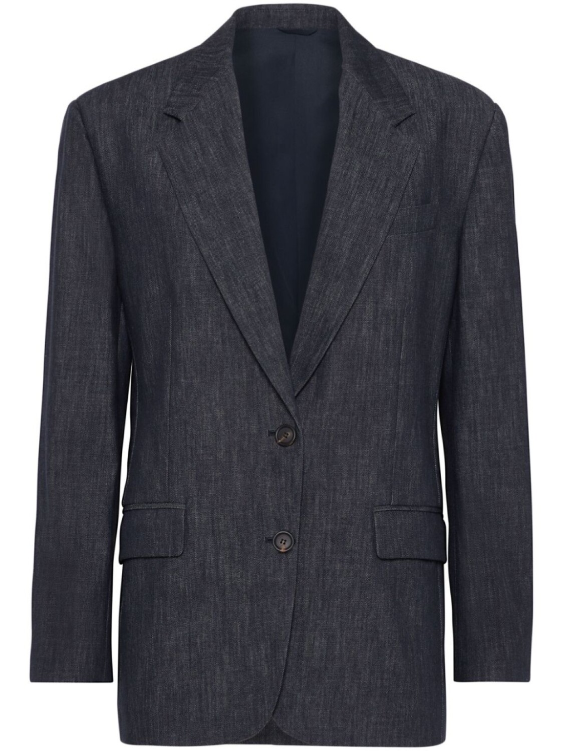 

Brunello Cucinelli однобортный пиджак из денима, синий