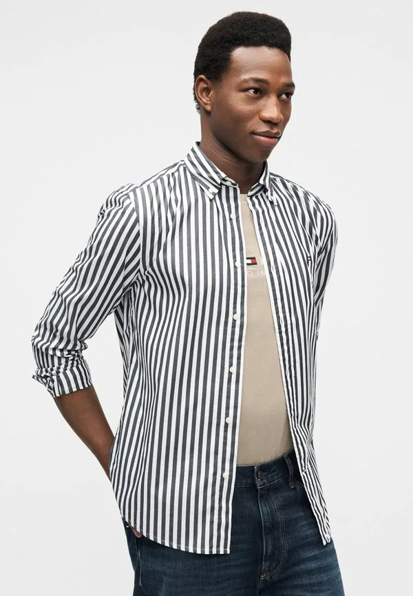 Рубашка из поплина в полоску, стандартного кроя, модель th flex. Tommy Hilfiger, Black/Stripe — фото 4