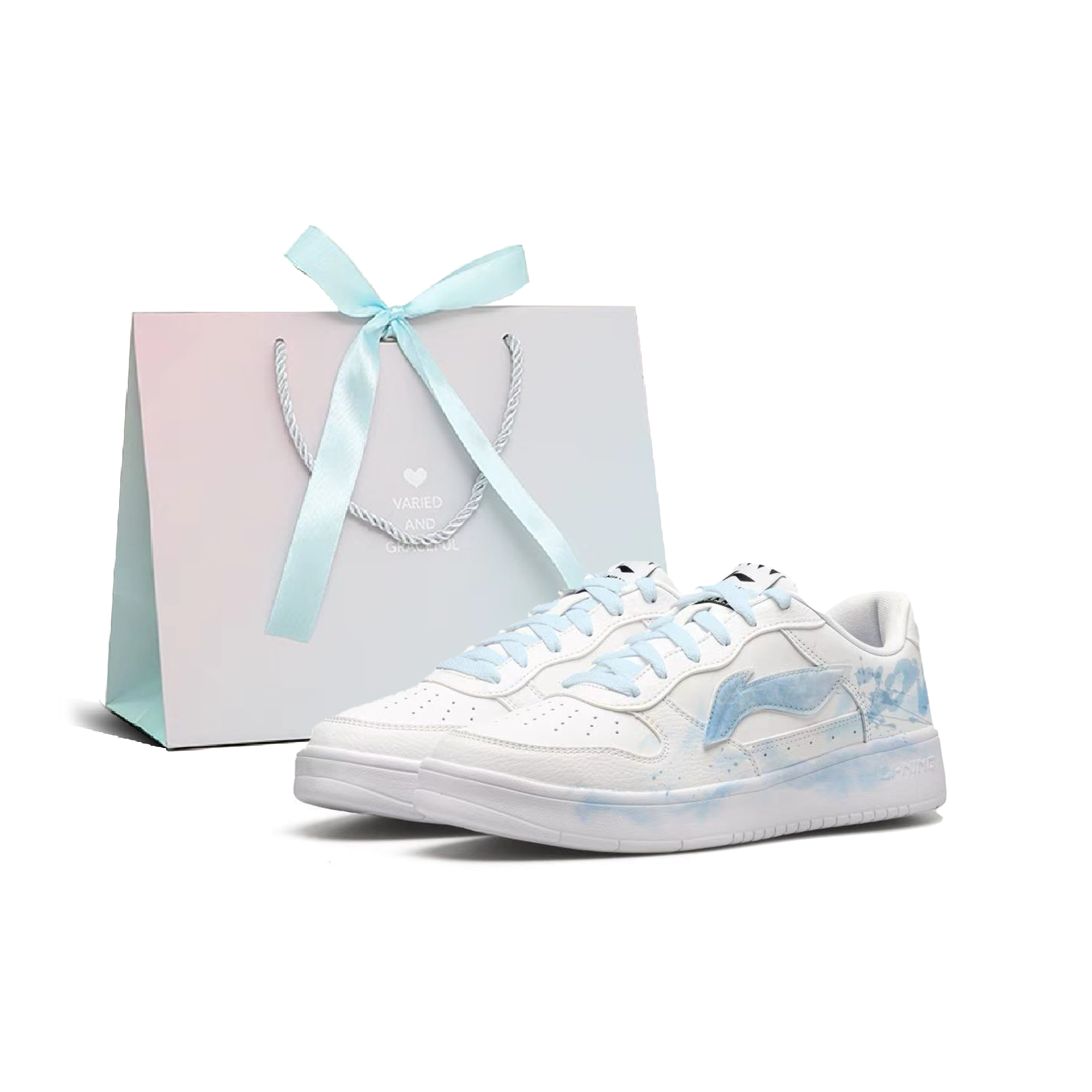 

Понтонные лодки устойчивые к истиранию дышащие низкие скейтерские кроссовки men's blue white LINING, синий белый