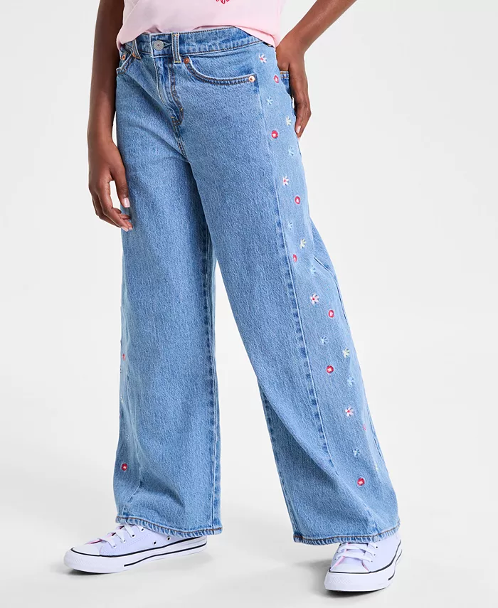 

Джинсы-мешковатые с высокой талией и вышивкой для больших девочек Levi's, синий