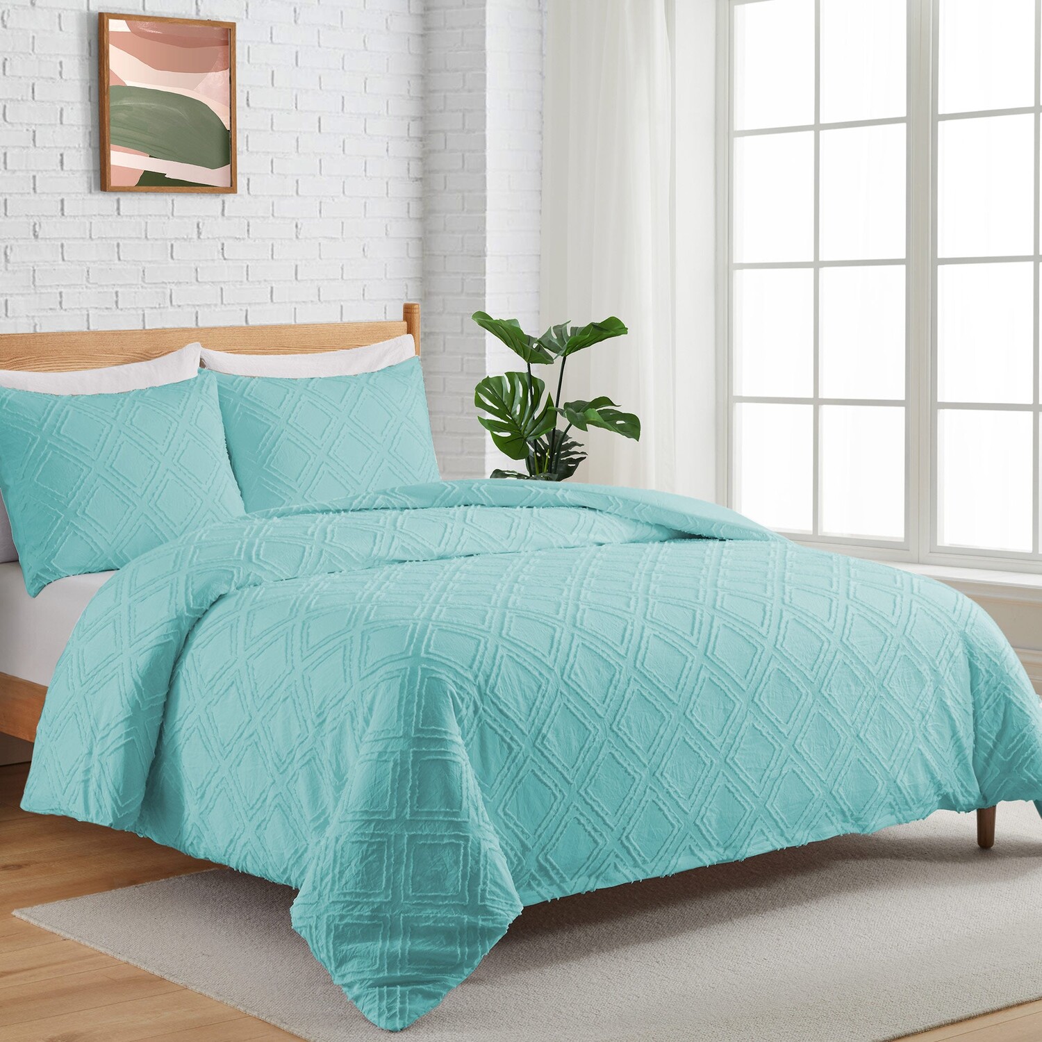 

Пододеяльник Peace Nest с наволочкой, цвет Teal/Square