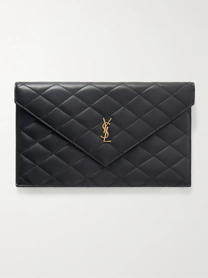 Клатч из кожи Matelassé SAINT LAURENT, черный