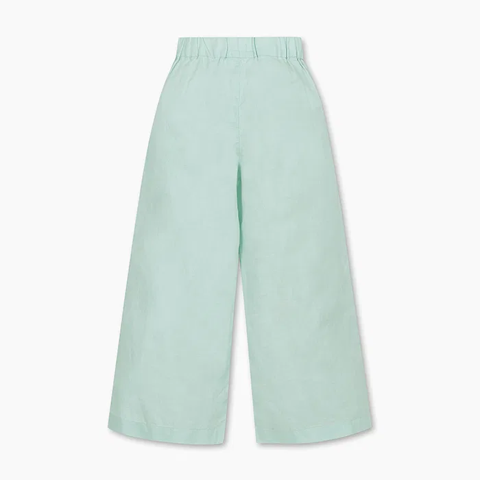 Детские широкие брюки из льна и хлопка светло-голубые от Benetton Kids — фото 2