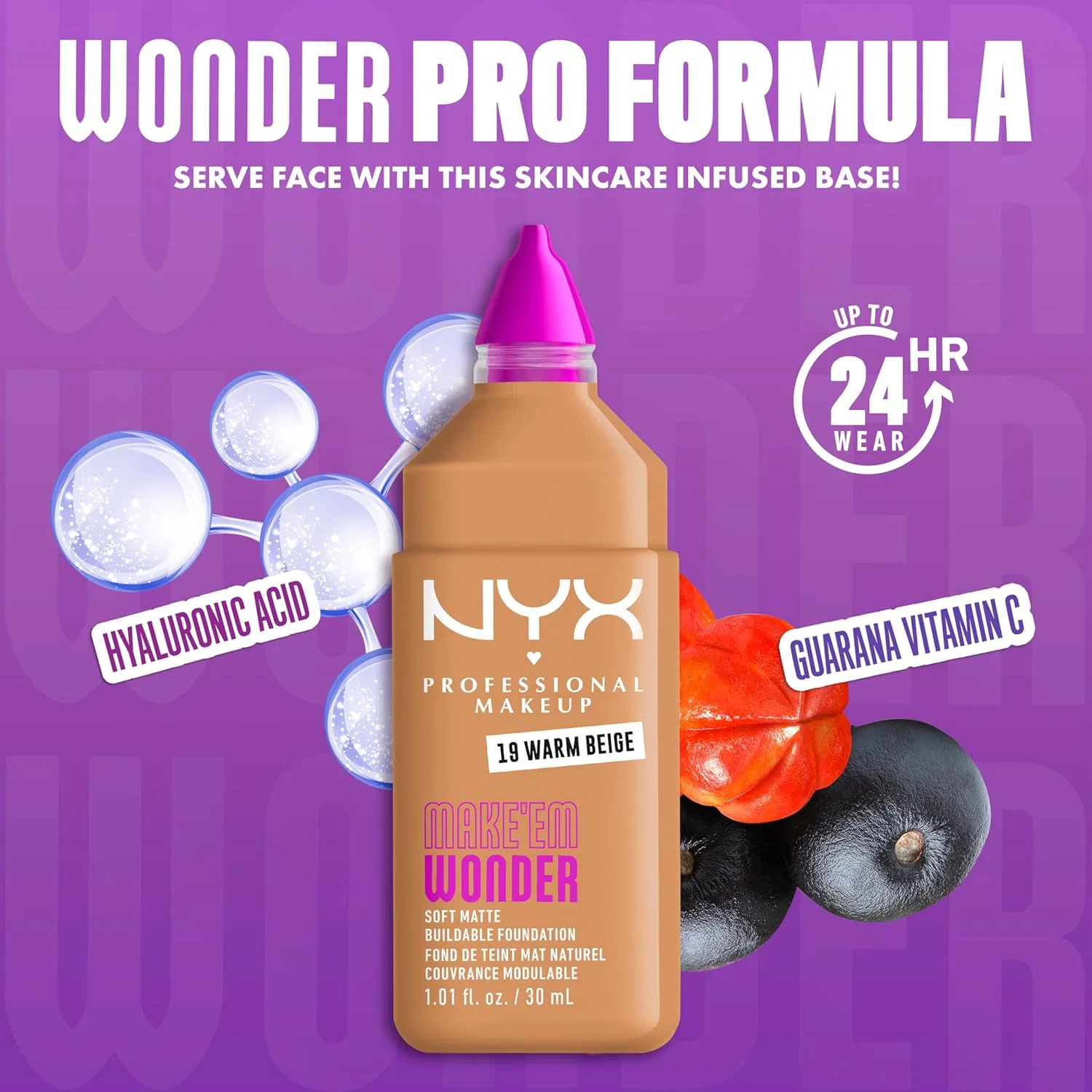 Тональная основа «Make 'Em Wonder Foundation» от NYX Professional Makeup Nyx Professional Makeup, Warm Beige — фото 4