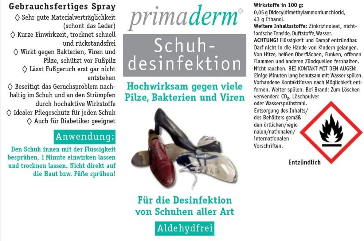 Дезинфицирующее средство для обуви Primaderm без альдегидов, 1 литр ‎Primaderm — фото 2