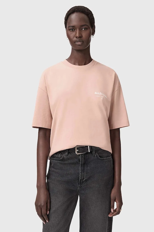 

Хлопковая футболка Allsaints, бежевый