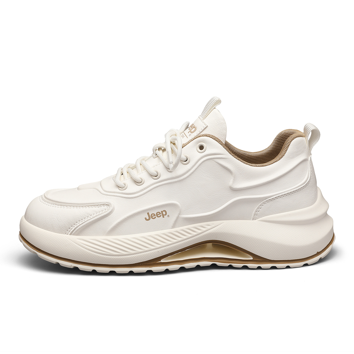 

Мужские повседневные низкие кроссовки с абразивной стойкостью и поддержкой для увеличения роста Jeep, белый