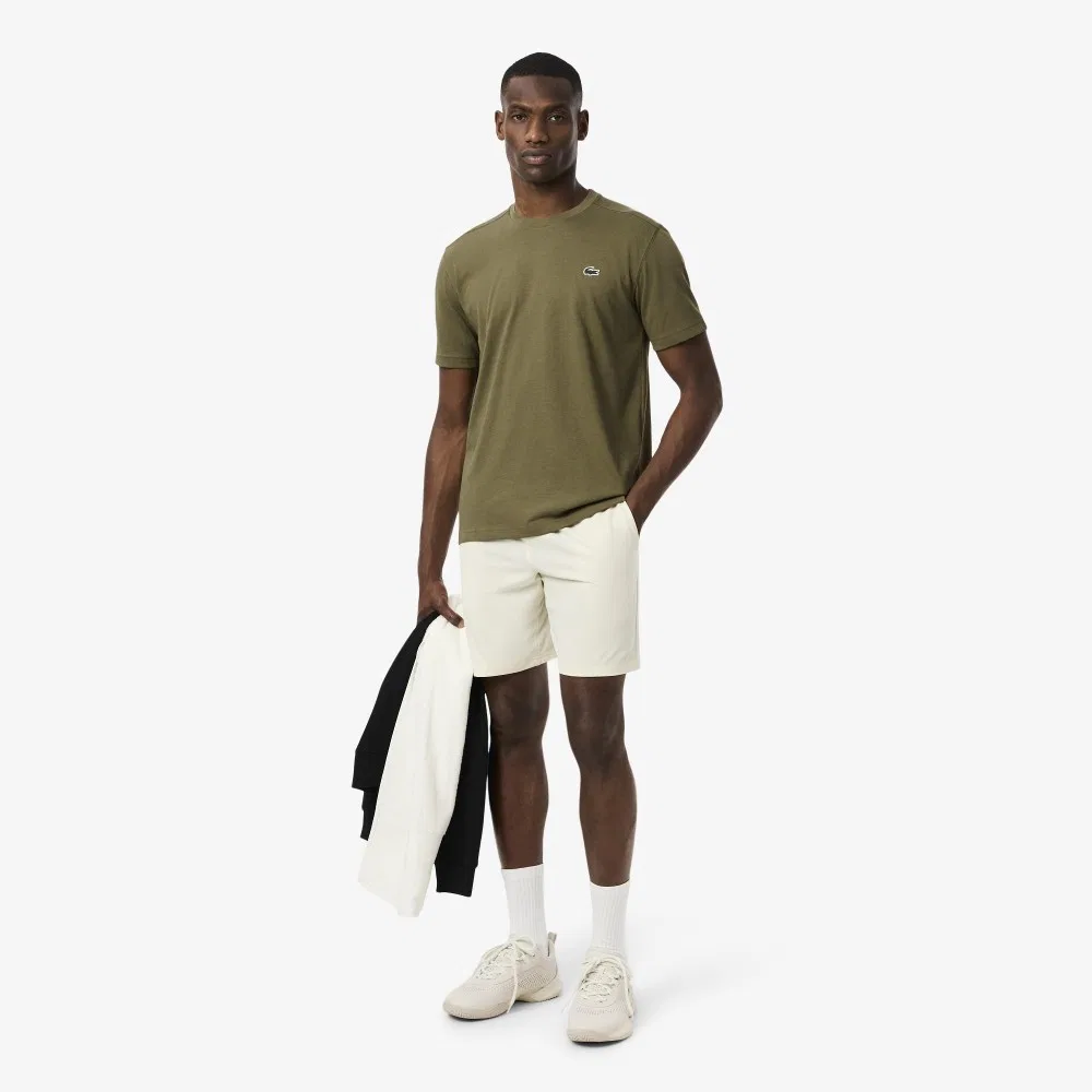 Мужская базовая тренировочная футболка цвета хаки от Lacoste — фото 4