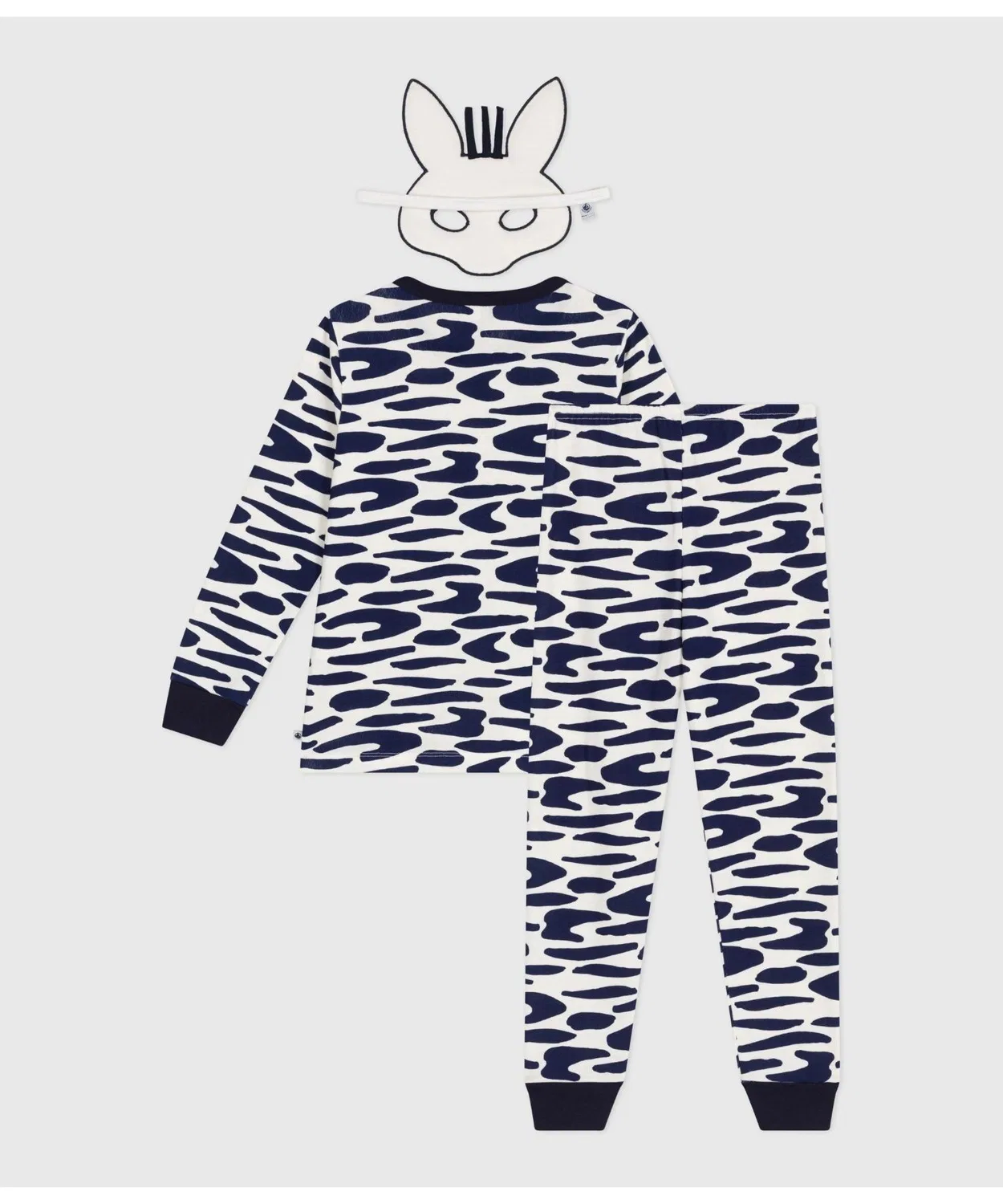 Пижама-трансформер с маской, зебра, 100% хлопок, белый×синий — фото 3