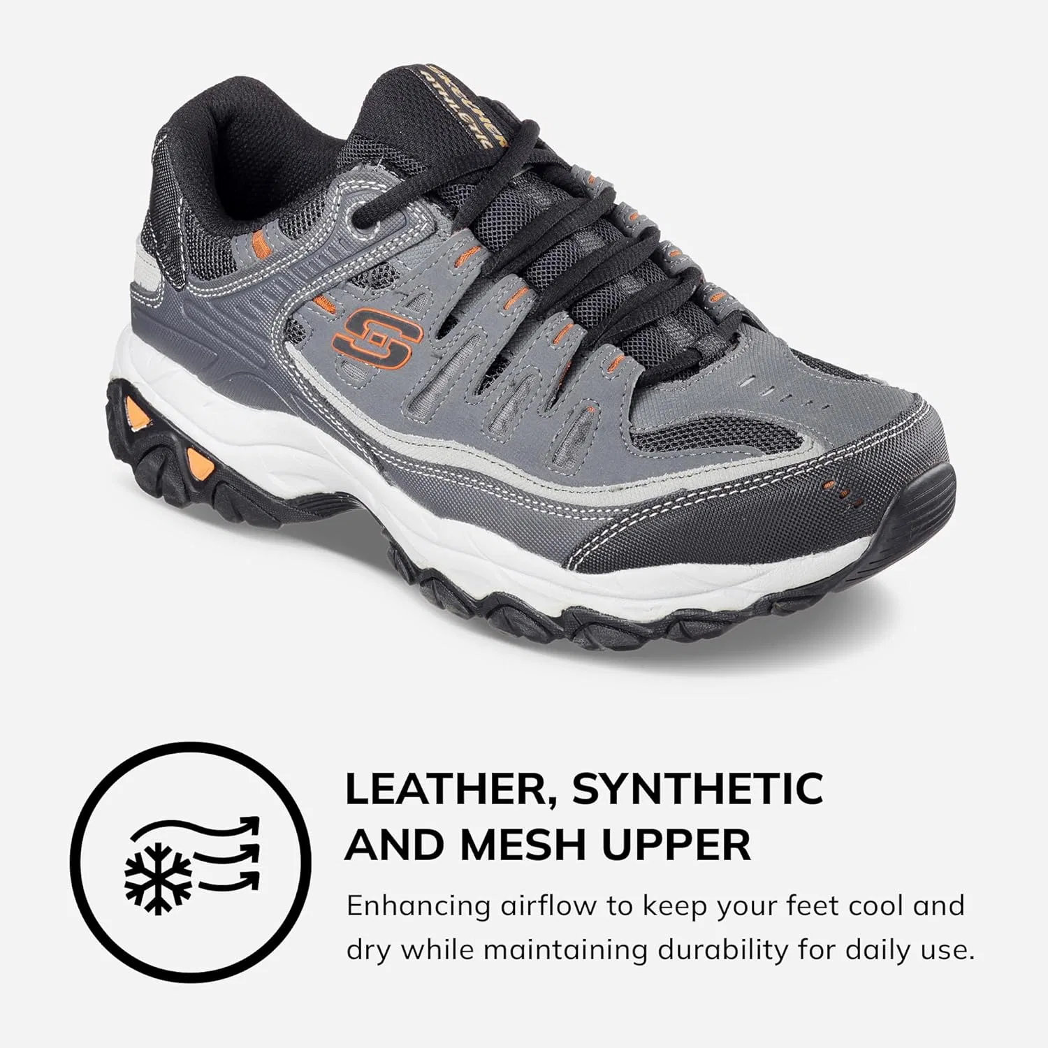 Мужские кроссовки Skechers Sport Afterburn Memory Foam Lace, Charcoal — фото 3