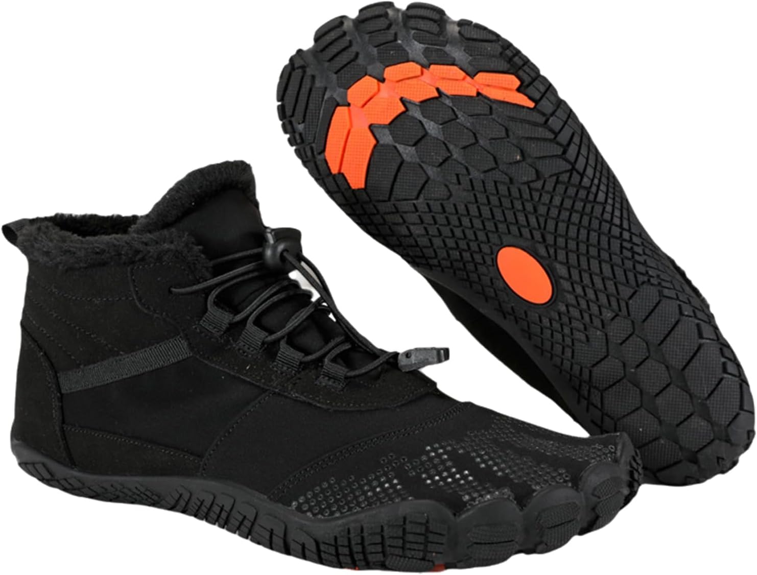 

Зимние ботинки для ходьбы для женщин и мужчин, водонепроницаемые и противоскользящие, снежные ботинки, с мягкой защитой носка Generic, черный