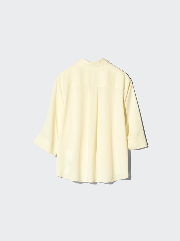 Вискозная блузка с воротником «скіппер», рукав 3/4 Uniqlo, 56 olive — фото 4