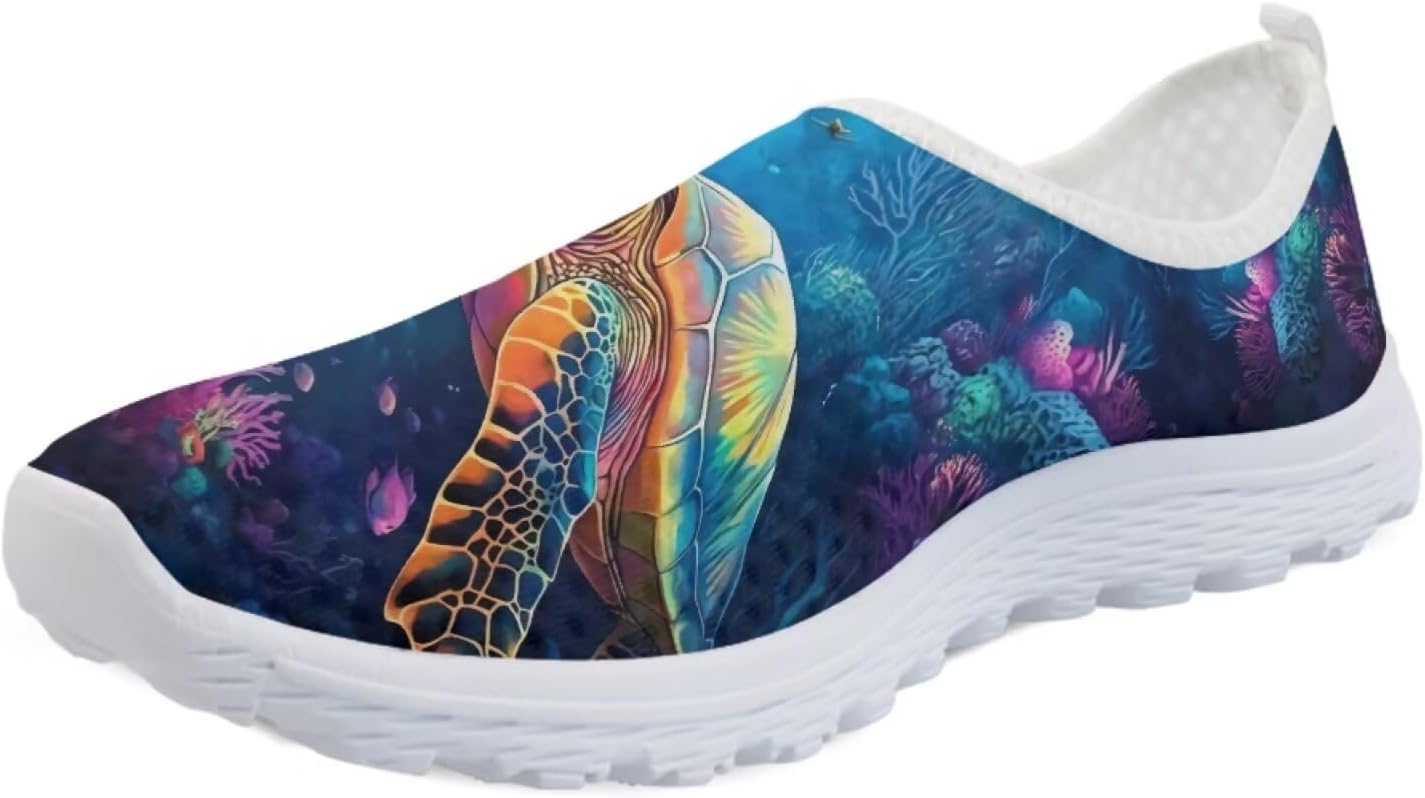 Кроссовки Forchrinse Panda для женщин и мужчин Go Walk Slip-on для бега и ходьбы, Underwater Sea Turtle — фото 3